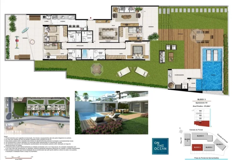 Planta ilustrativa de garden ou beach house