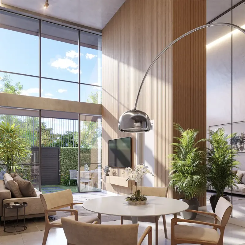 Ambiente interno de townhouse do Arte Wave