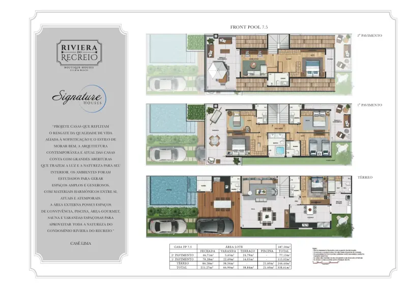 Planta ilustrativa da casa Front Pool 7.5