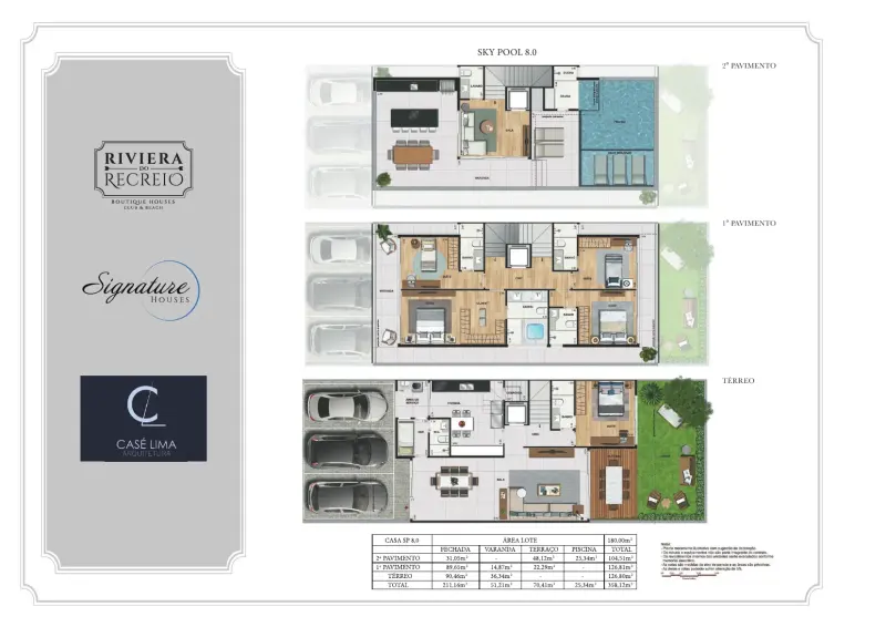 Planta ilustrativa da casa Sky Pool 8.0