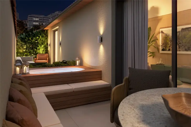 Perspectiva ilustrativa de cobertura linear do Stay 360 Leblon