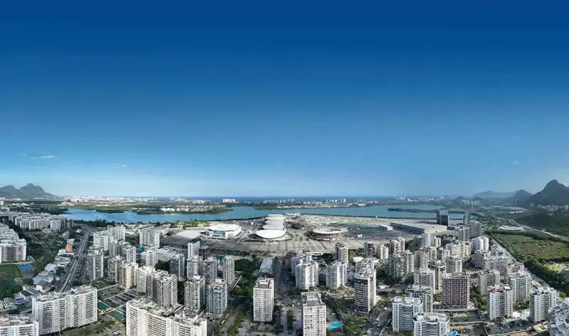 Vista aérea ilustrativa da Barra da Tijuca e seu skyline