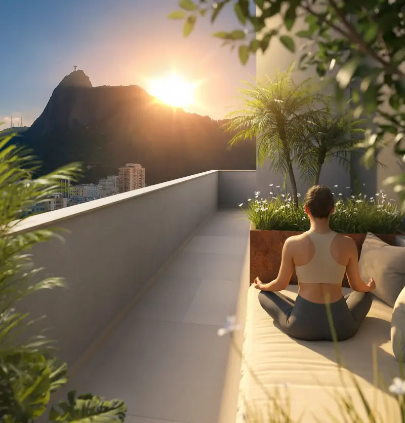 Terraço de descompressão com vista para o Cristo