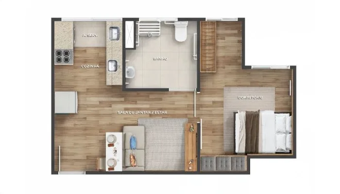 1 quarto - sem varanda