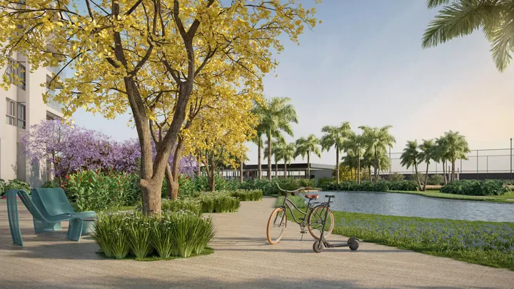 Atlântico Golf — E-bike e patinete elétrico · perspectiva ilustrativa