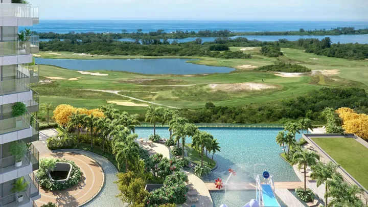 Atlântico Golf — Piscina adulto - Vista aérea · perspectiva ilustrativa