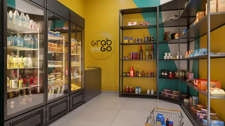 Atlântico Golf — Grab and Go - Minimercado · perspectiva ilustrativa