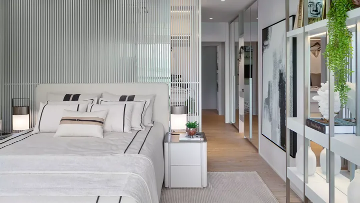Atlântico Golf — Decorado - Débora Aguiar · Suíte Master · fotografia do decorado