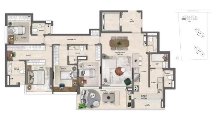 Atlântico Golf — Atlântico 1000 - Apto F02 e 08 - 2 suítes e 2 suítes canadenses