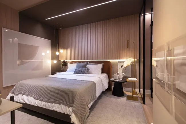 Suíte decorada — Atmosfera Condominium Park · Decorado de 3 quartos