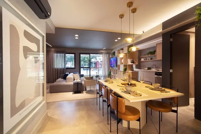 Sala de jantar — Atmosfera Condominium Park · Decorado de 3 quartos