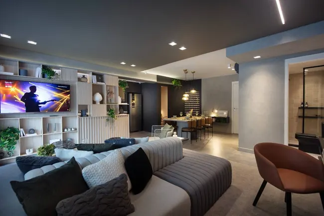 Sala de estar — Atmosfera Condominium Park · Decorado de 3 quartos