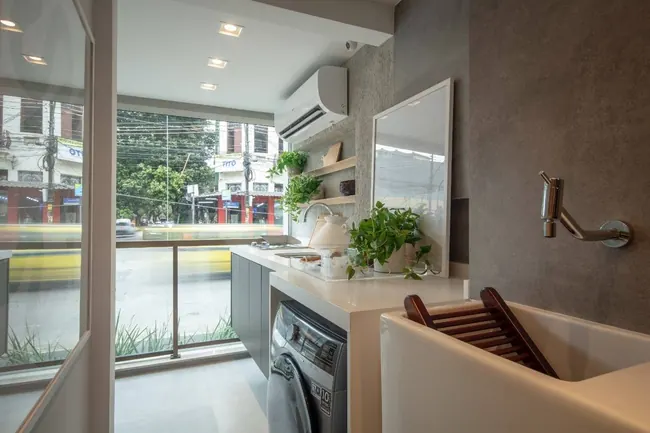 Varanda decorada — Atmosfera Condominium Park · Decorado de 3 quartos
