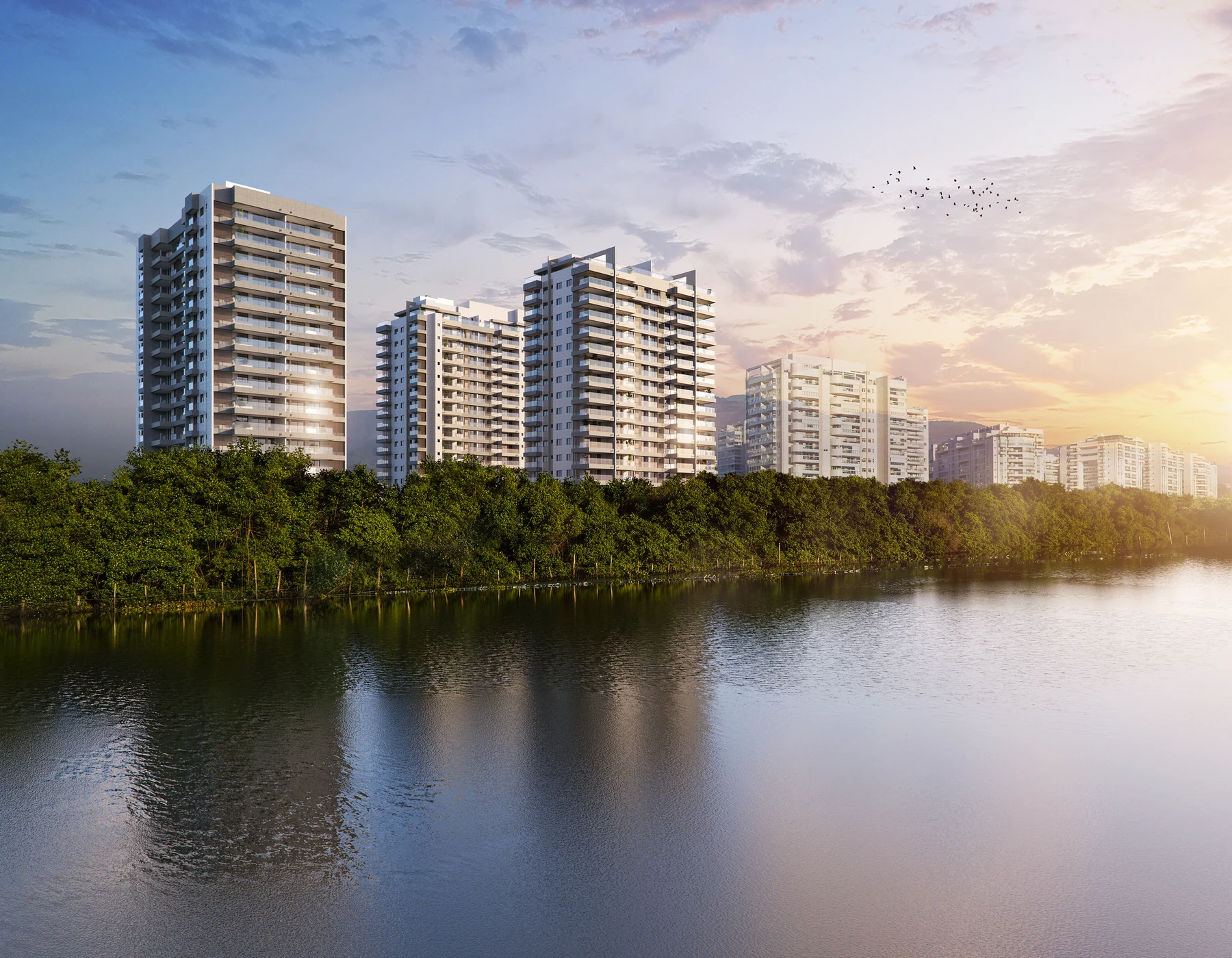 Vista do Be Península junto à lagoa, na Barra da Tijuca