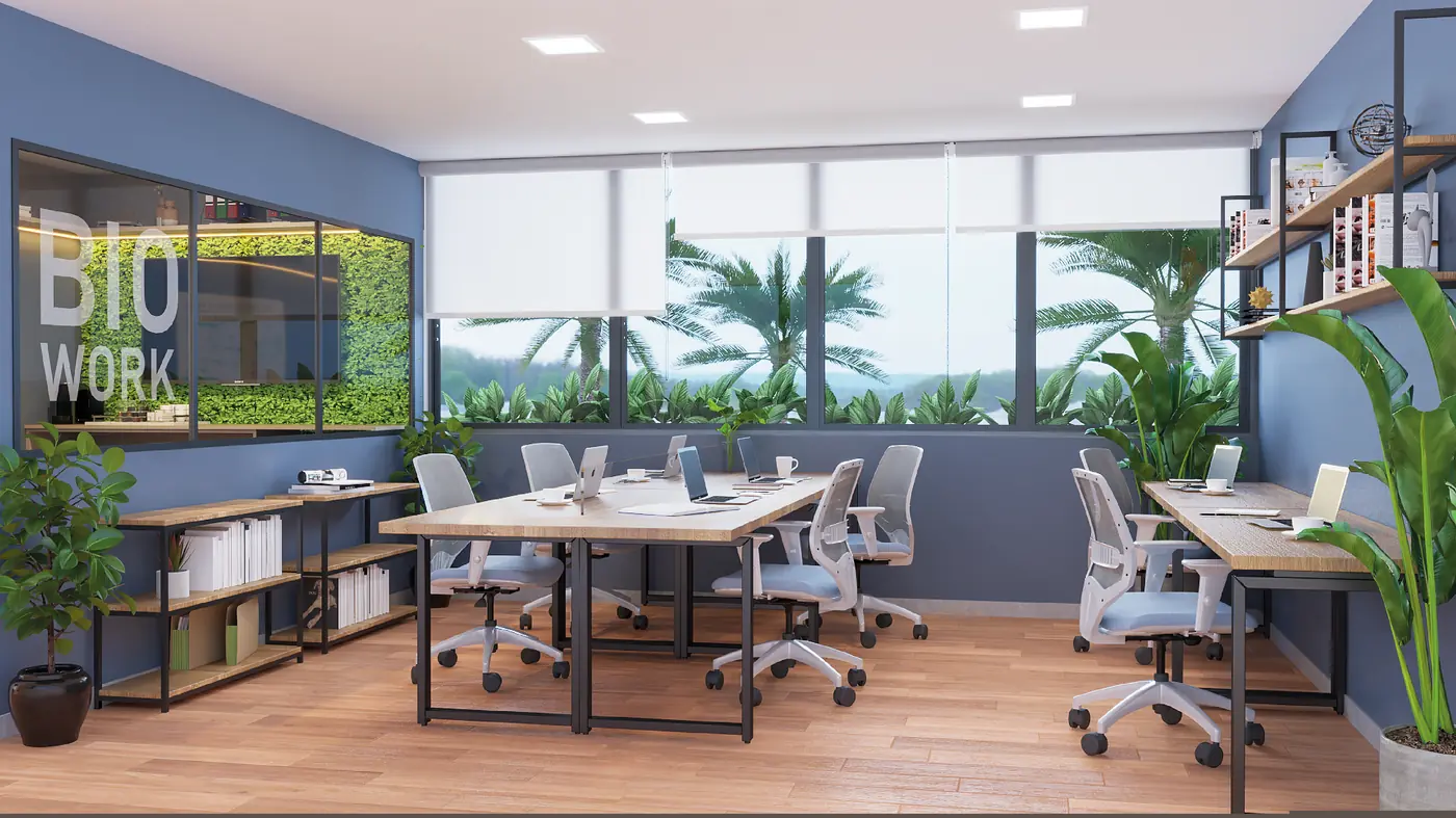 Perspectiva ilustrativa do coworking