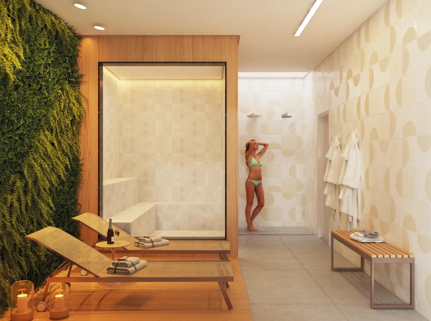 Perspectiva ilustrativa da sauna