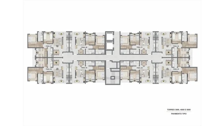 Breeze Inspire Residence — Torres 3000, 4000 e 5000 · pavimento tipo