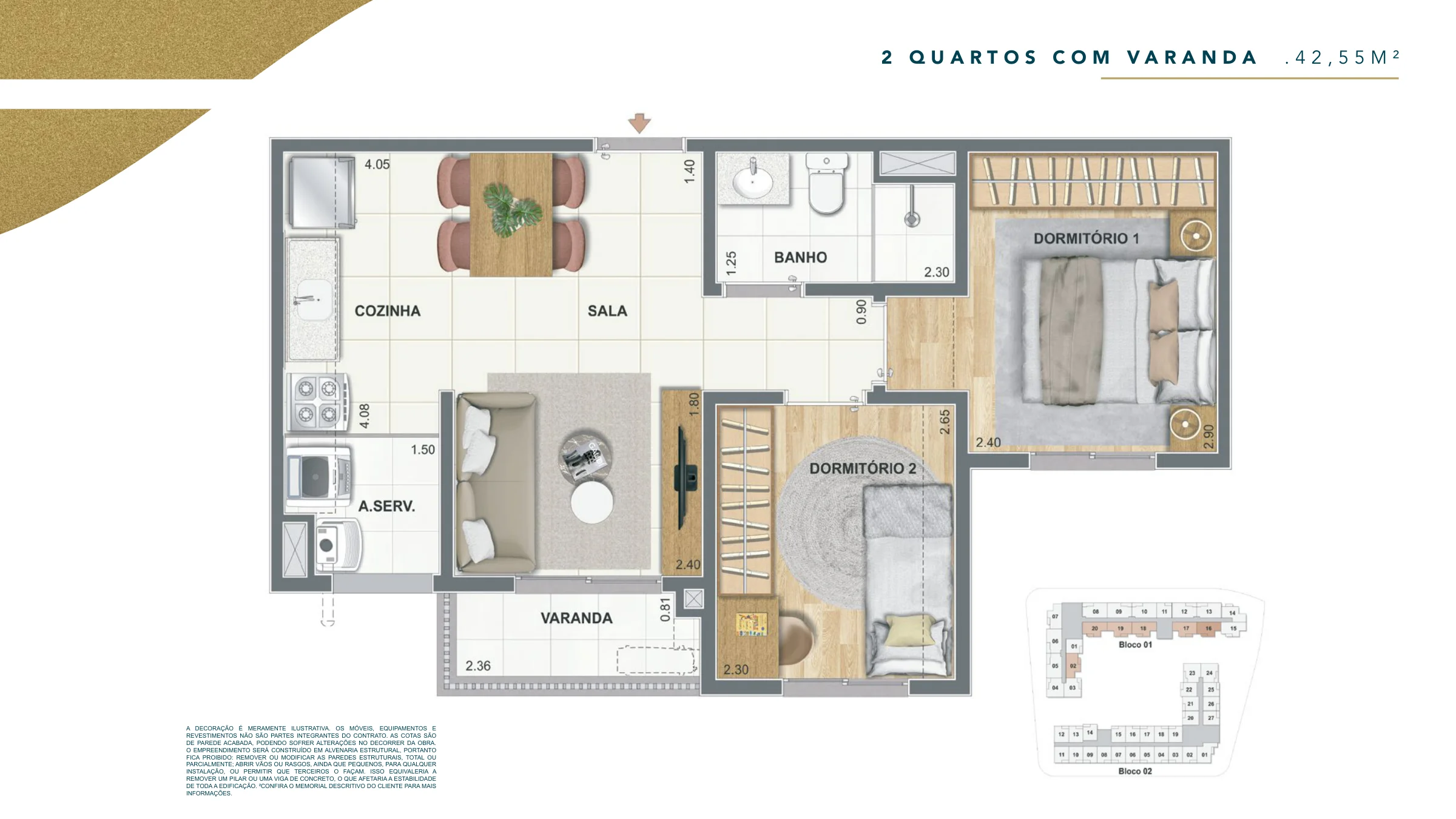 2 quartos com varanda · Caminhos da Guanabara