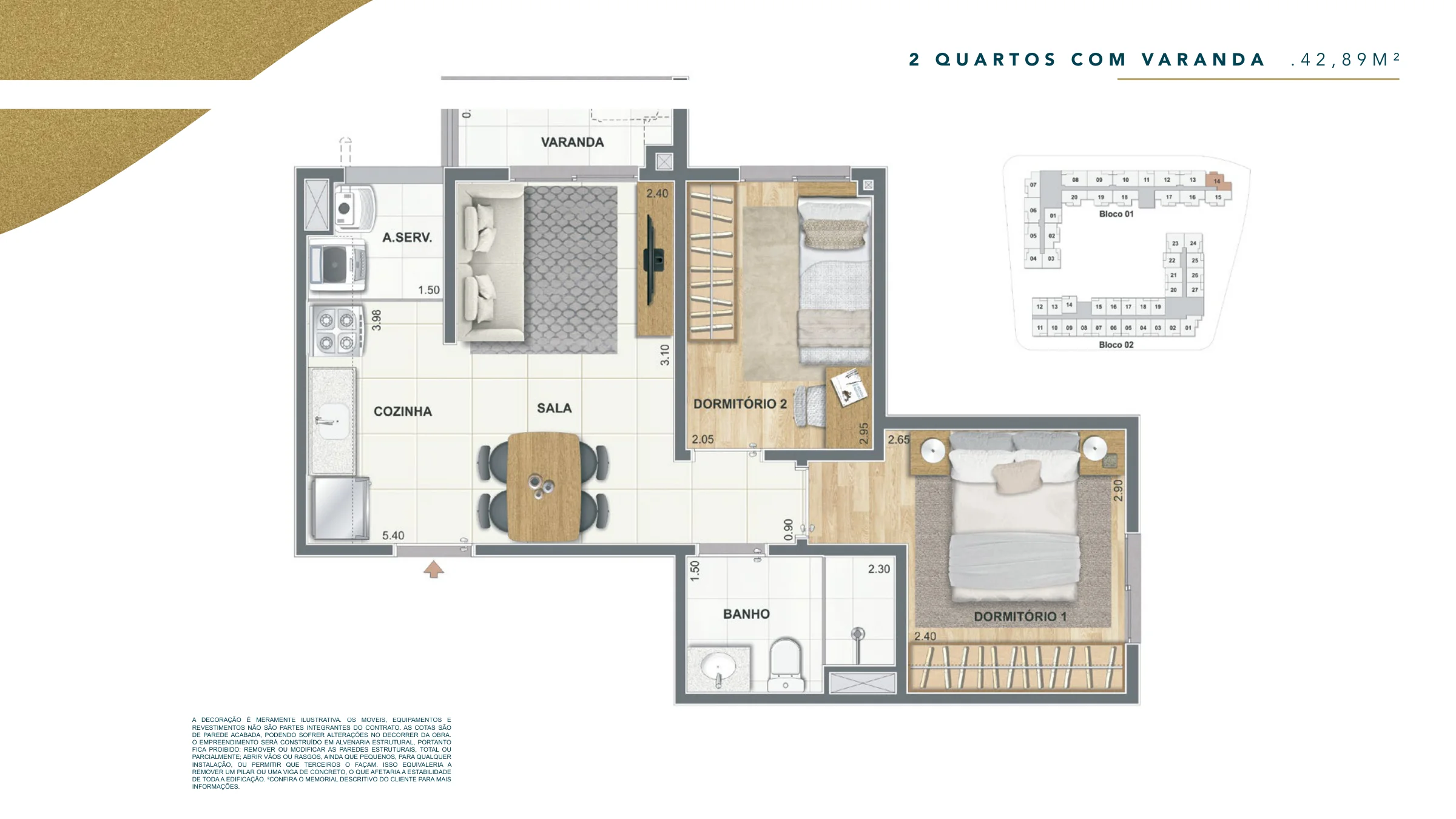 2 quartos com varanda · Caminhos da Guanabara