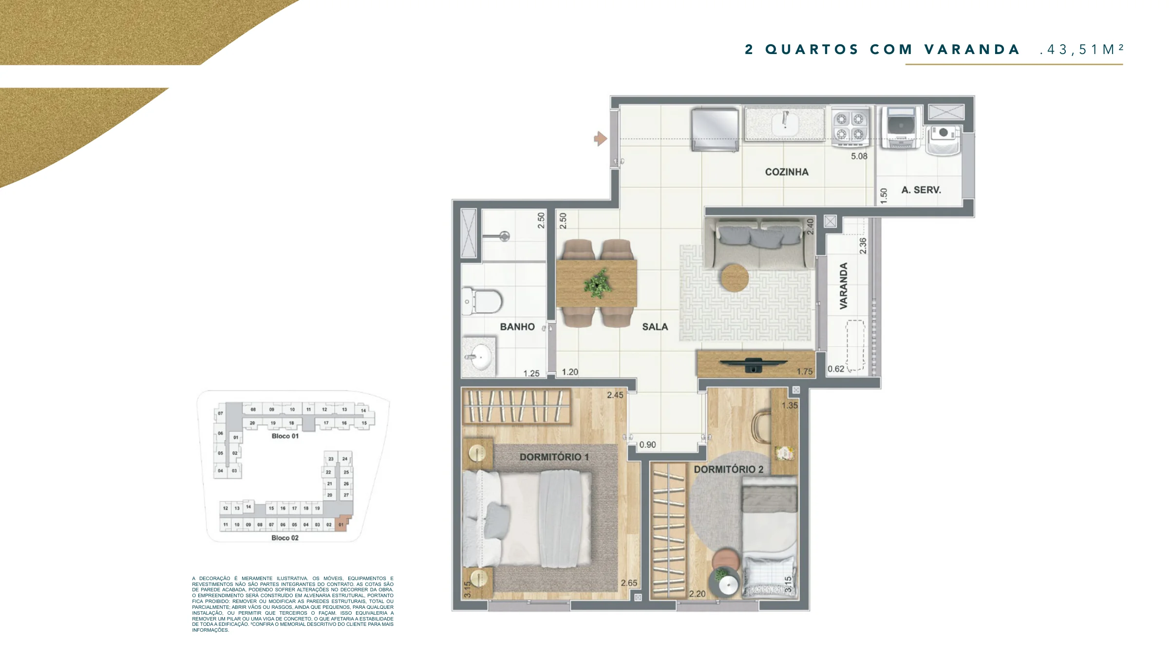 2 quartos com varanda · Caminhos da Guanabara