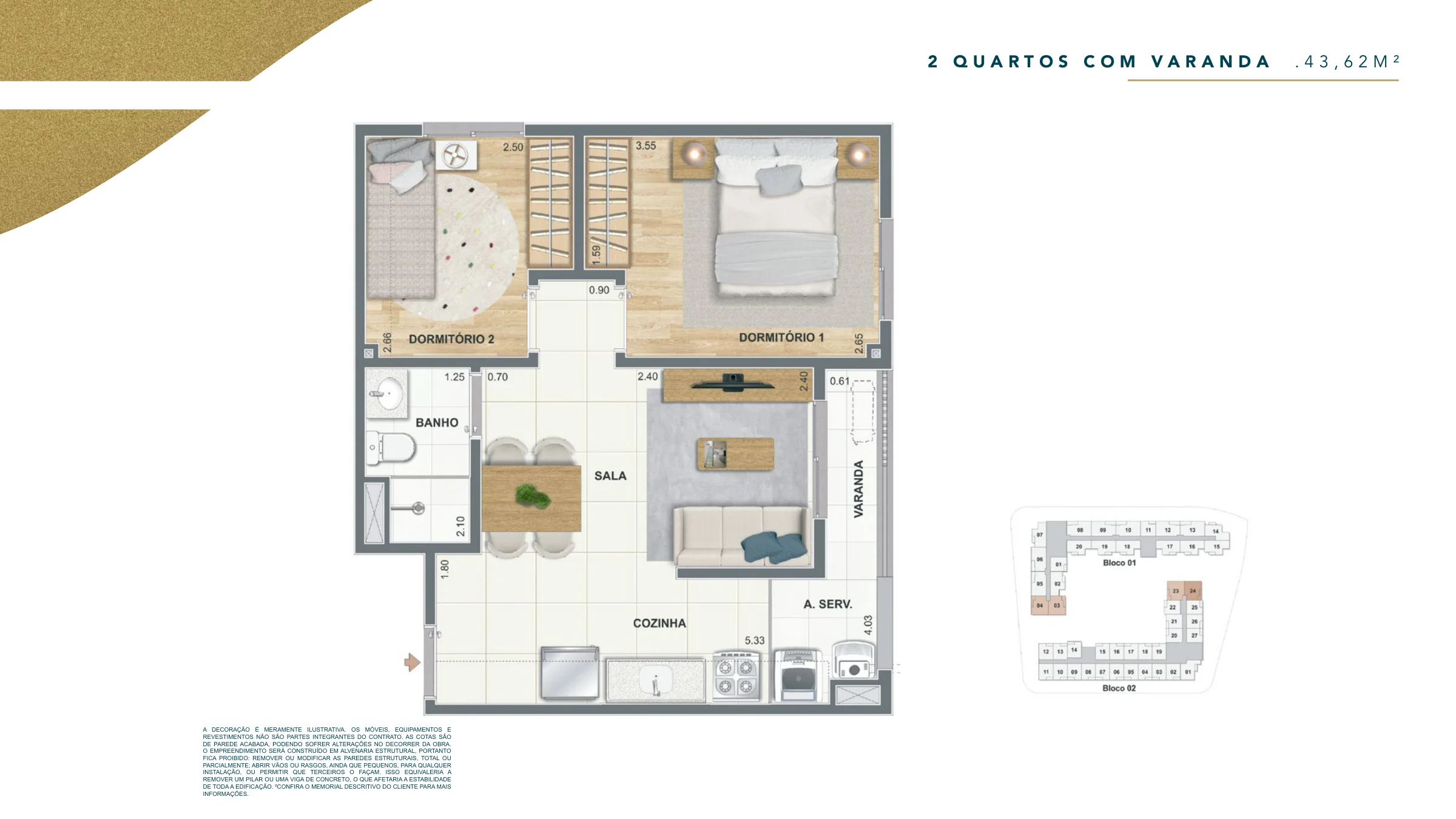 2 quartos com varanda · Caminhos da Guanabara