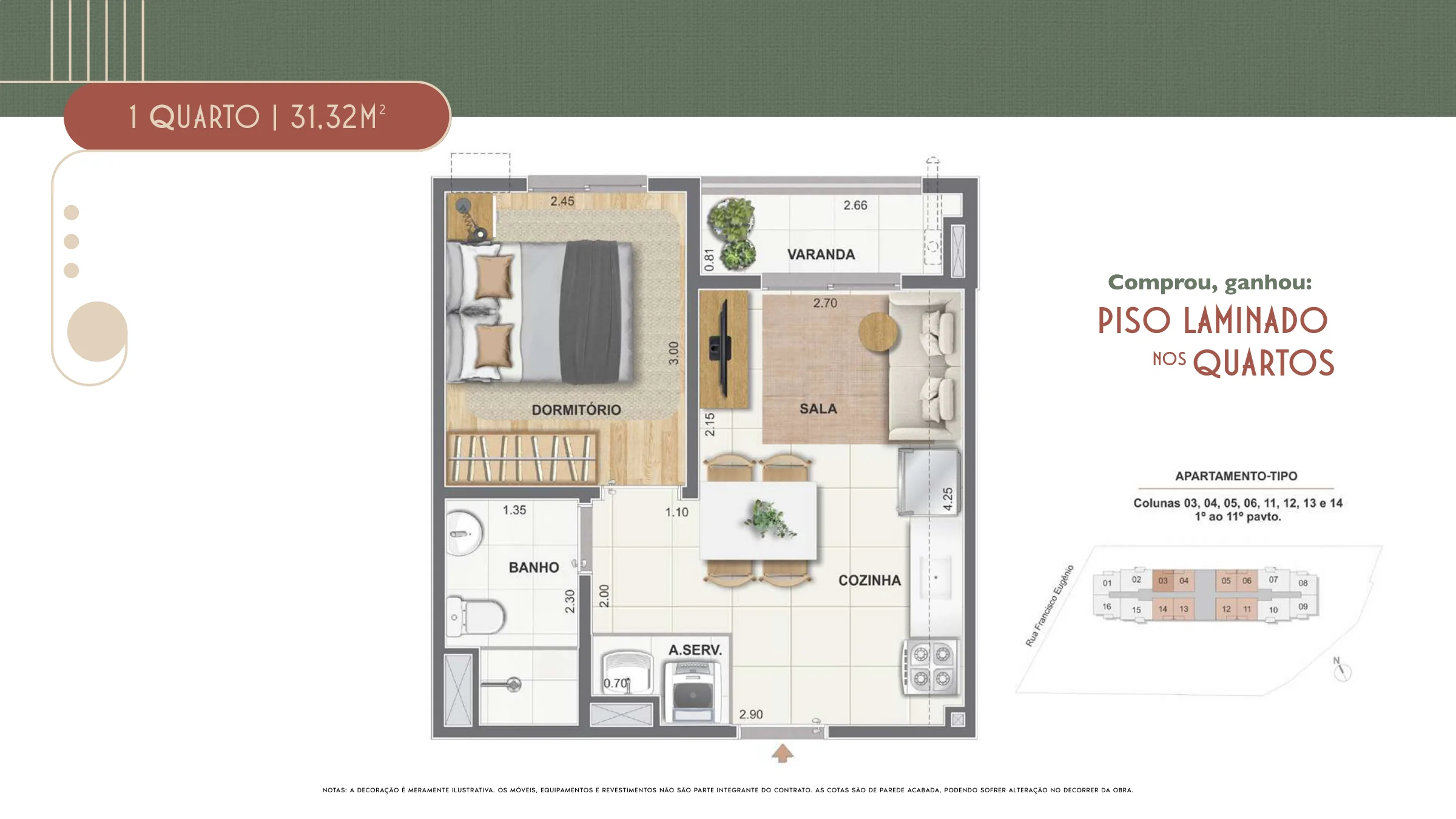 1 quarto · 31,32 m² · Cartola 2