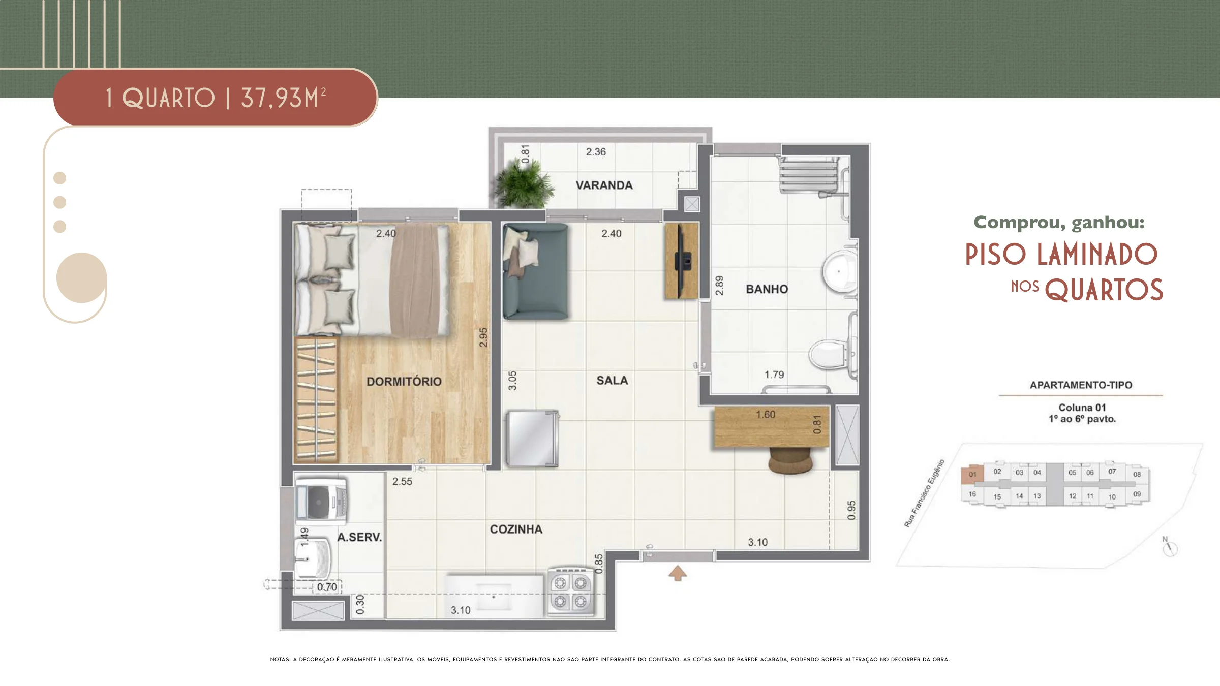 1 quarto · 37,93 m² · Cartola 2