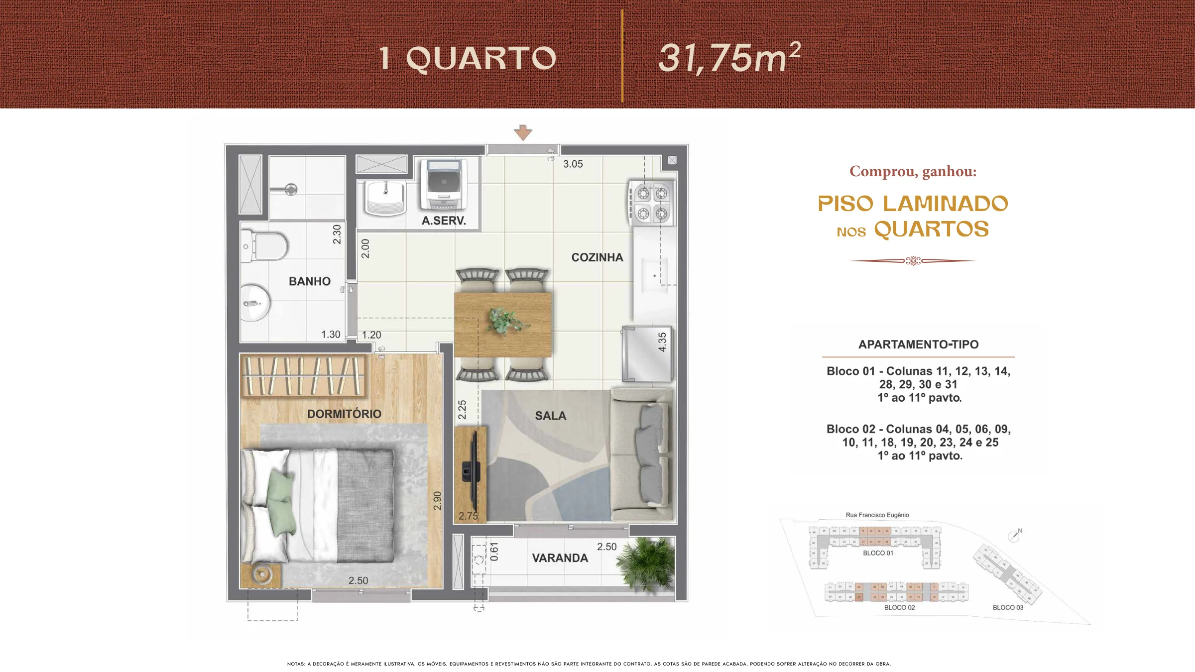 1 quarto · 31,75 m² · Cartola Residencial