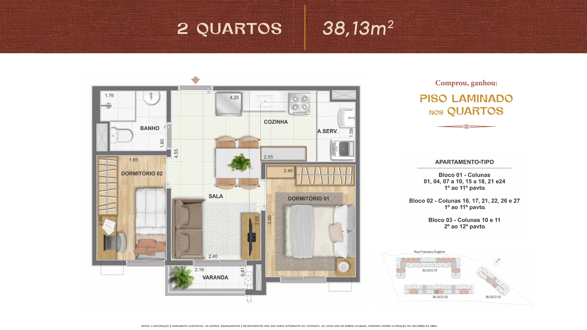 2 quartos · 38,13 m² · Cartola Residencial
