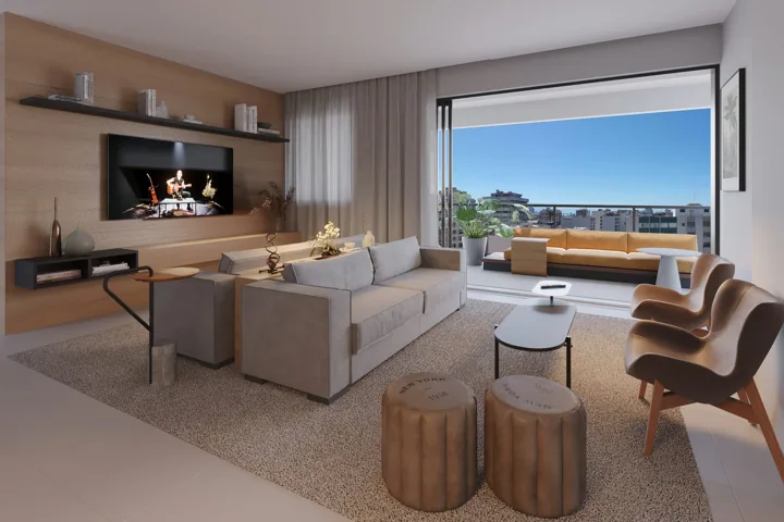 Casa Gabizo — Apartamento aberto · perspectiva ilustrativa