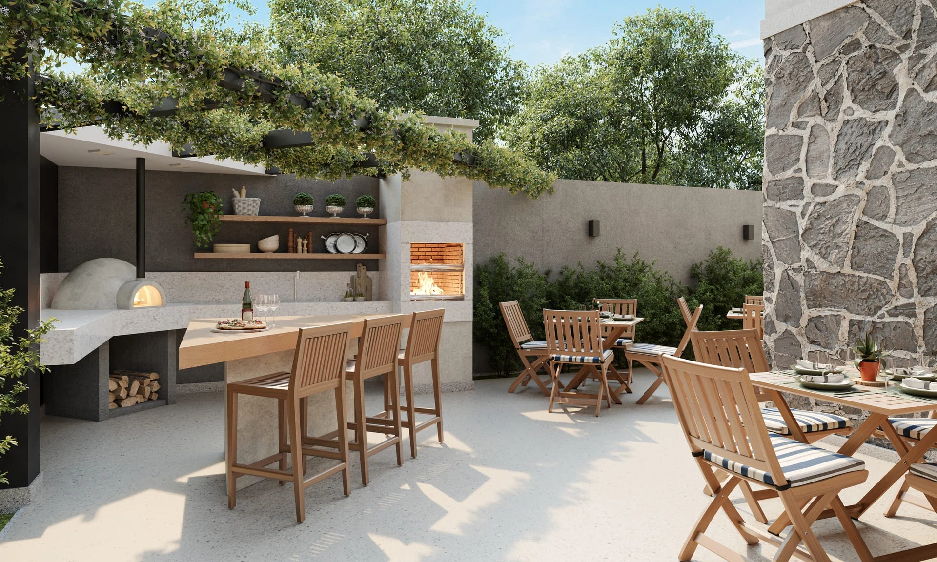 Casa Gabizo — Churrasqueira e forno de pizza · perspectiva ilustrativa