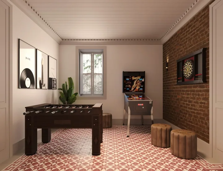 Casa Gabizo — Sala de jogos · perspectiva ilustrativa