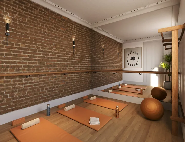 Casa Gabizo — Sala yoga · perspectiva ilustrativa