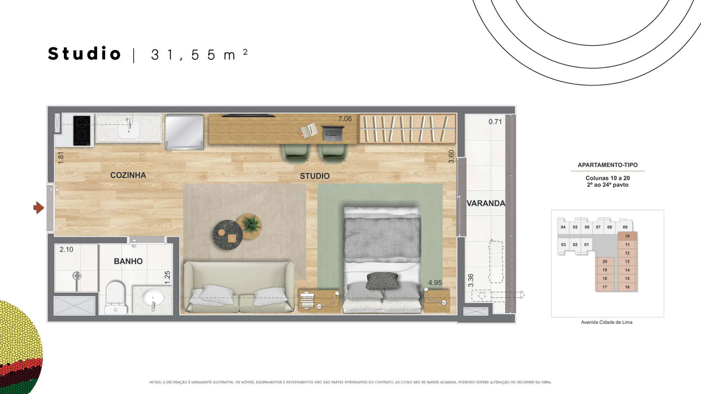 Studio · 31,66 m² · Ciata Residencial