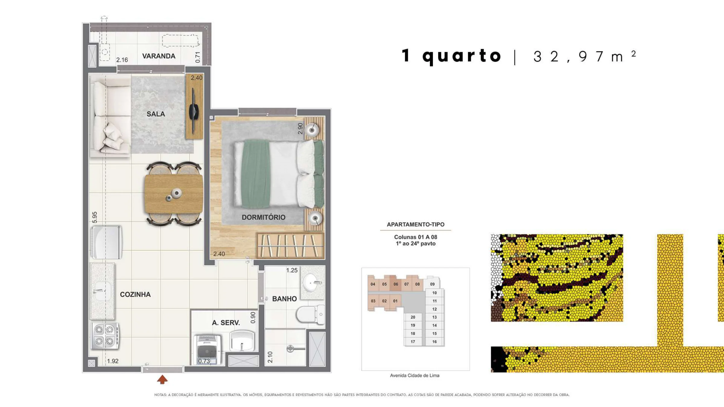 1 quarto · 32,97 m² · Ciata Residencial