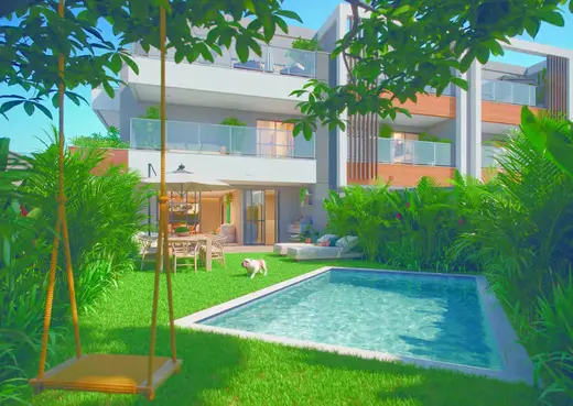 Garden privativo de uma casa do Claris — perspectiva ilustrativa