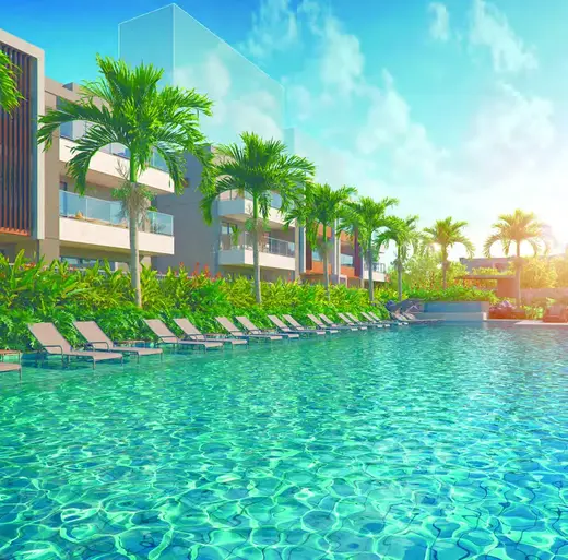 Piscina adulto do Claris Clube — perspectiva ilustrativa