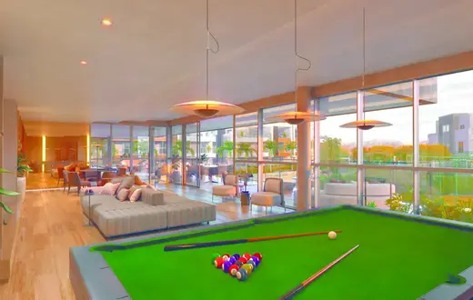 Sala de jogos do Claris Clube — perspectiva ilustrativa