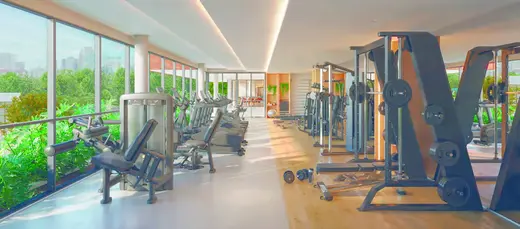 Fitness do Claris Clube — perspectiva ilustrativa