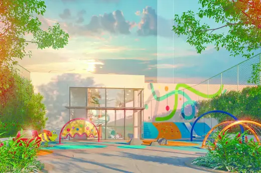 Playground do Claris Clube — perspectiva ilustrativa