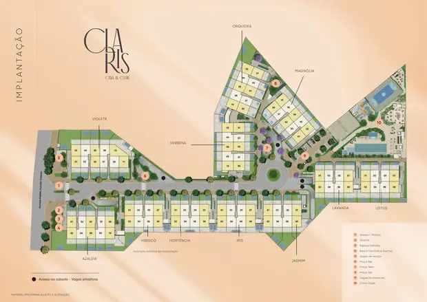 Implantação geral das casas do Claris