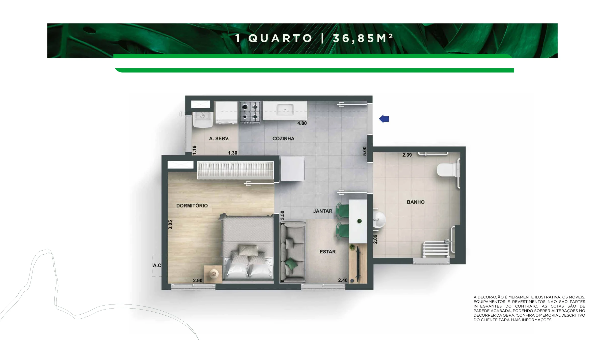 1 quarto · Completo Parque Brito III