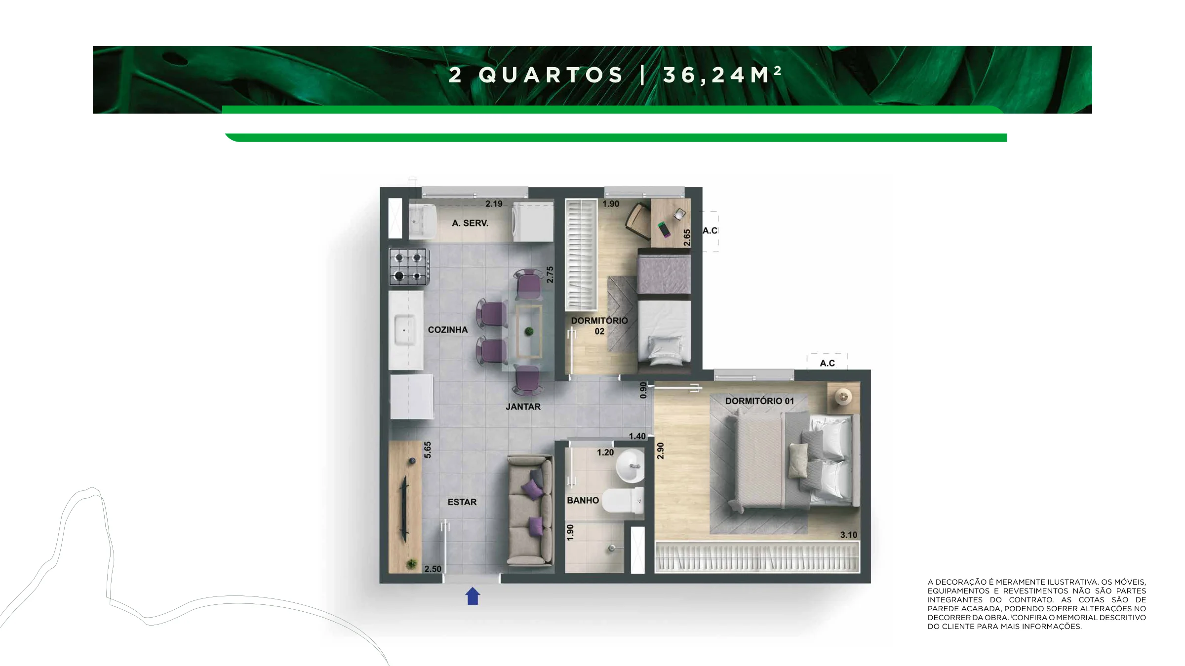 2 quartos · Completo Parque Brito III