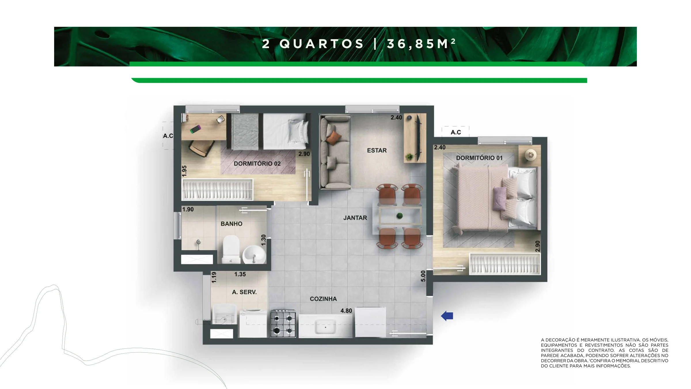 2 quartos · Completo Parque Brito III