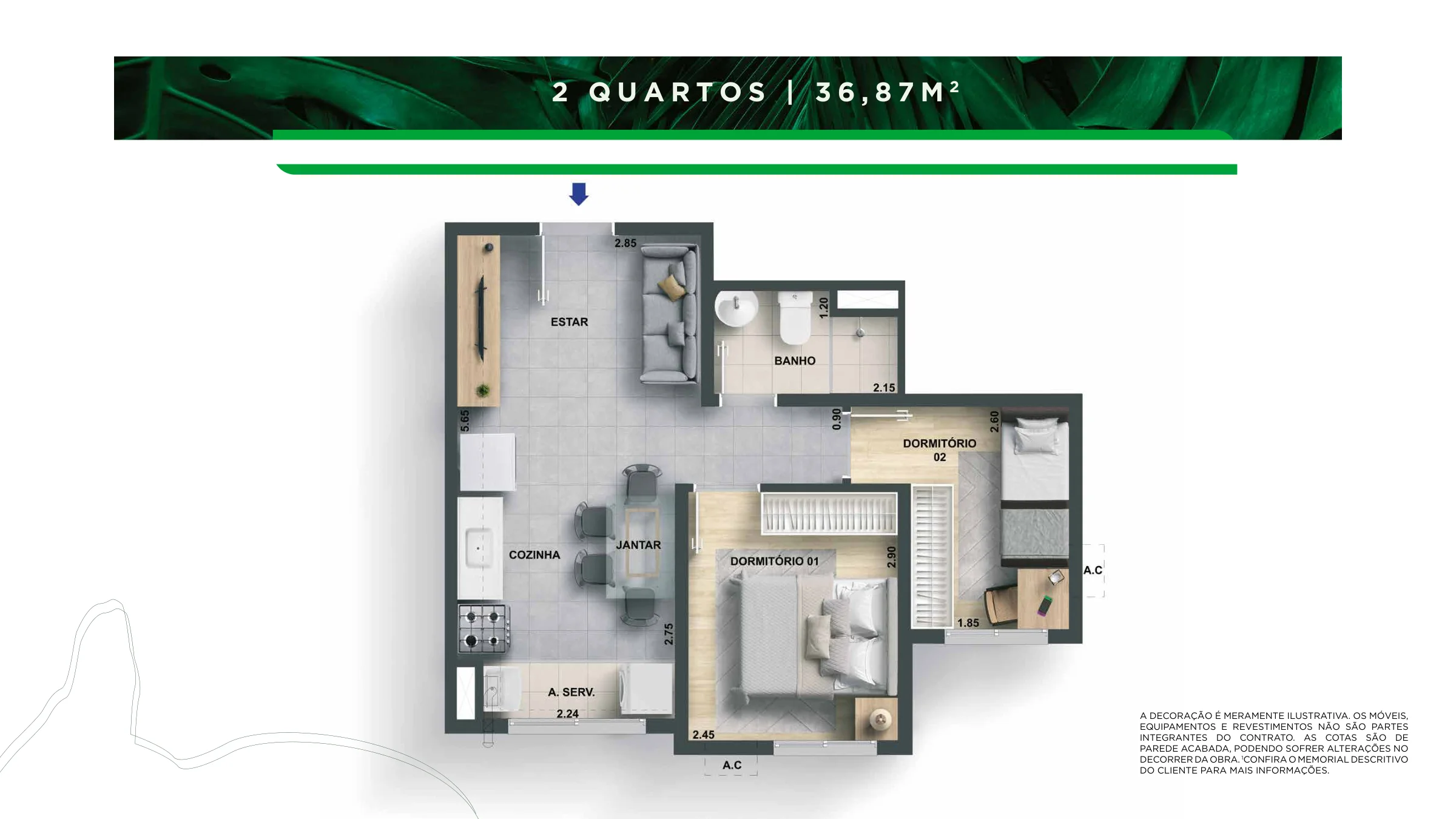 2 quartos · Completo Parque Brito III