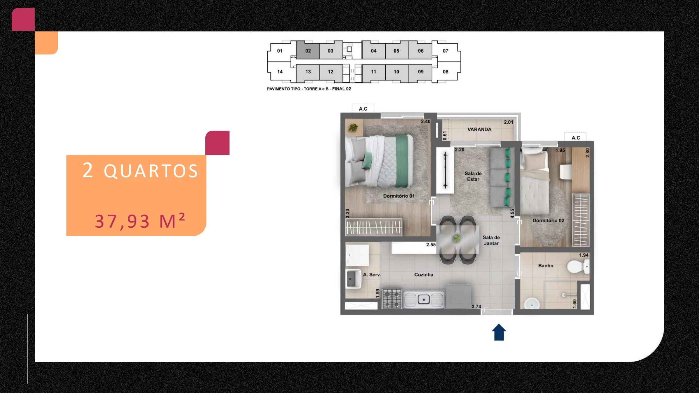 2 quartos · 37,93 m² · Connect Bonsucesso