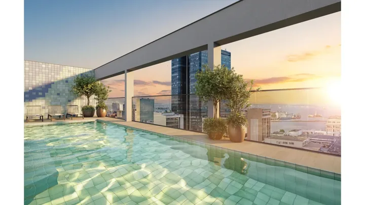 Connect Square — Piscina - rooftop · perspectiva ilustrativa