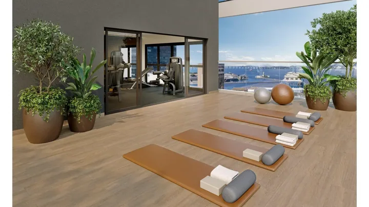 Connect Square — Fitness externo · perspectiva ilustrativa