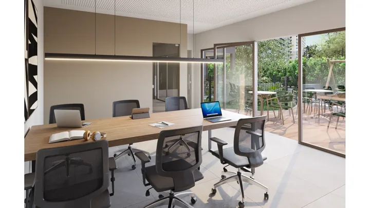 Connect Square — Coworking · perspectiva ilustrativa