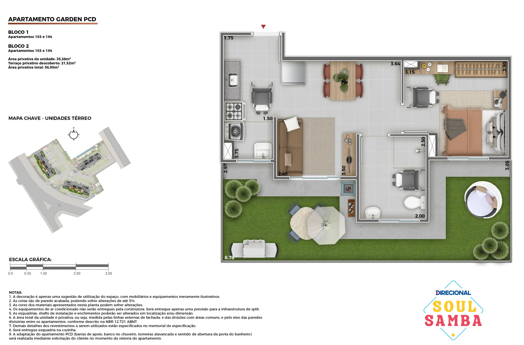 Planta de apartamento garden PCD